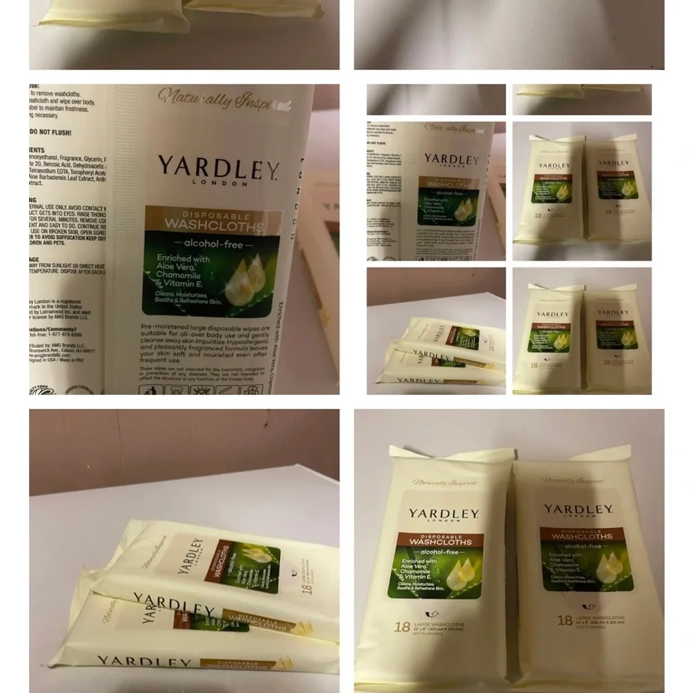 Wash Cloths YARDLEY disposable wash cloths 2 packs of 18